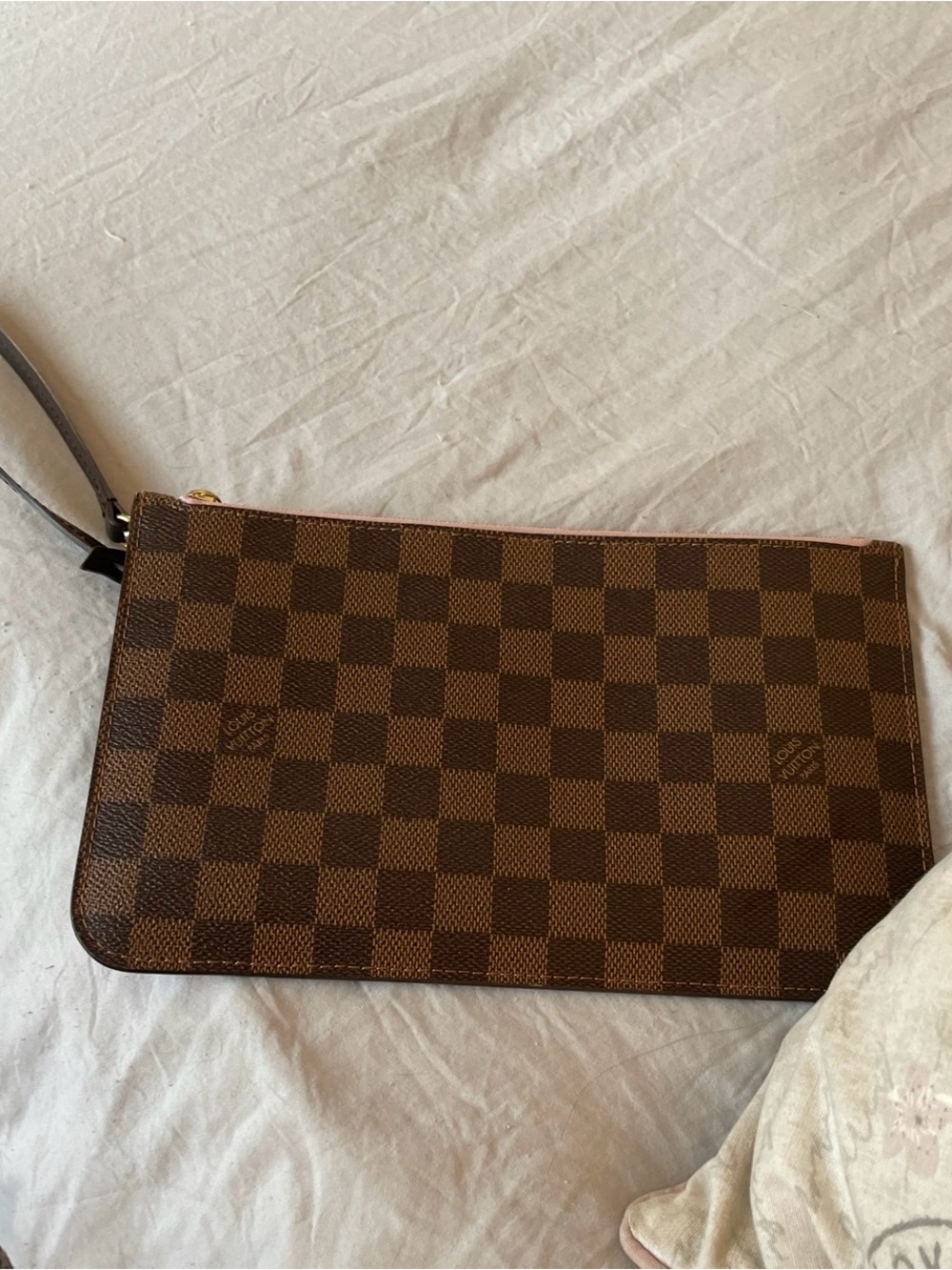 Louis Vuitton Pochette Pouch from Neverfull Ballerine Pink Brown Damier EUC